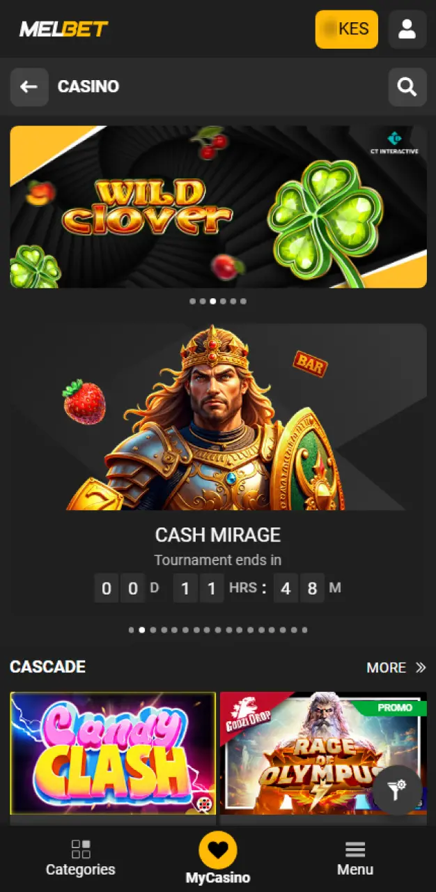 Melbet Kenya Casino Section.