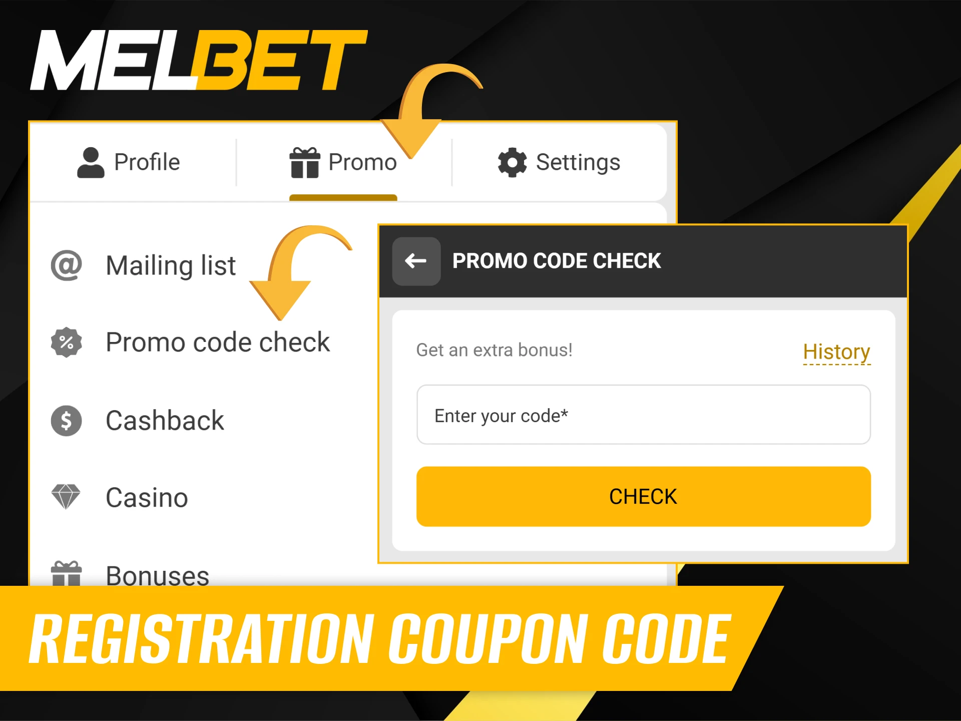 Use the Melbet promo code to unlock your bonus.